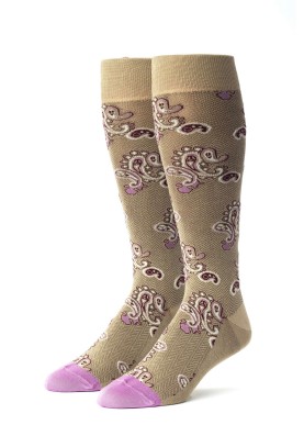 Khaki/Pink Paisley Socks 