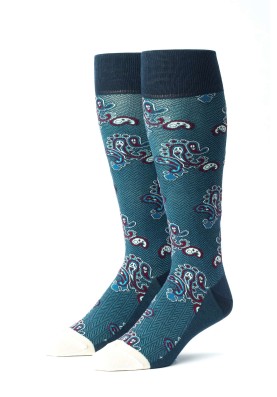 Blue Steel/Red/Cream Paisley Socks 