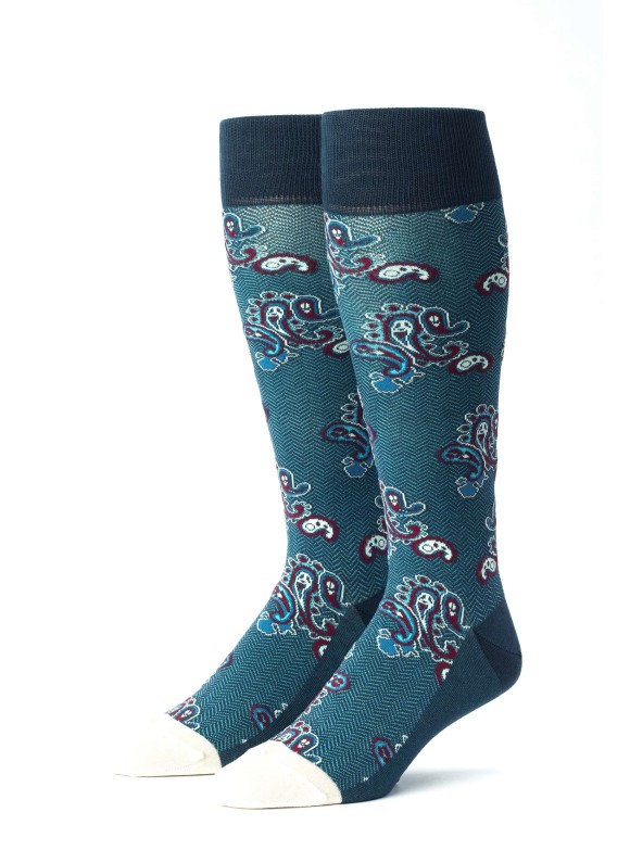 Blue Steel/Red/Cream Paisley Socks