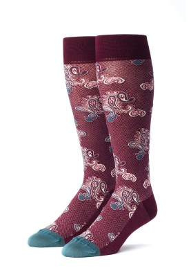 Wine/Blue Steel Paisley Socks 