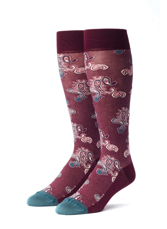 Wine/Blue Steel Paisley Socks