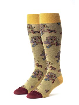 Mustard/Wine Paisley Socks