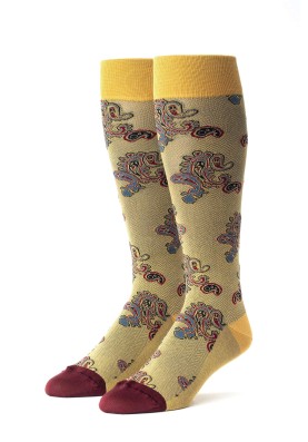 Mustard/Wine Paisley Socks 