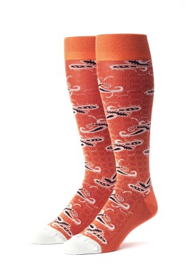 Orange/Black/Eggshell Elongated Paisley Socks 