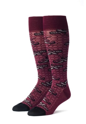 Wine/Black Elongated Paisley Socks 