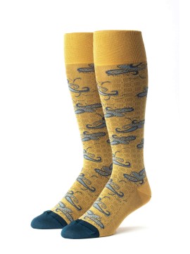 Mustard/Dim Grey/Ash Elongated Paisley Socks
