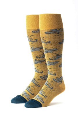 Mustard/Dim Grey/Ash Elongated Paisley Socks 