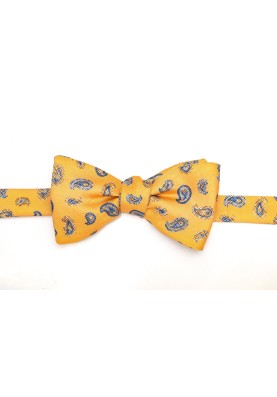 Orange/Blue Paisley Silk Bow 