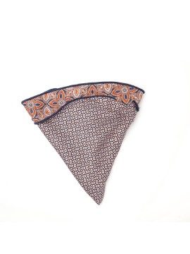 Rust Quatrefoil/Oval Neat Print Silk Shappe Diamante Reversible Pocket Circle