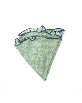 Navy/Spring Green Medallions/Links Neat Print Silk Shappe Diamante Reversible Pocket Circle