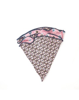 Pink Neat/Floral Graph Print Silk Shappe Diamante Reversible Pocket Circle