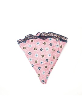 Pink Neat/Floral Graph Print Silk Shappe Diamante Reversible Pocket Circle