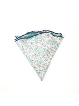 Mint/Blue Paisley/Floral Print Silk Shappe Diamante Reversible Pocket Circle