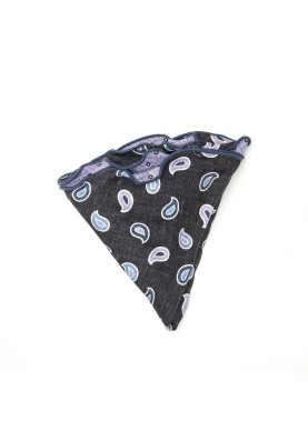 Black/Purple Paisley/Shadowed Dots Print Silk Shappe Diamante Reversible Pocket Circle 