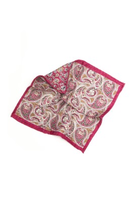 Magenta Paisley/Floral Print Reversible Pocket Square 