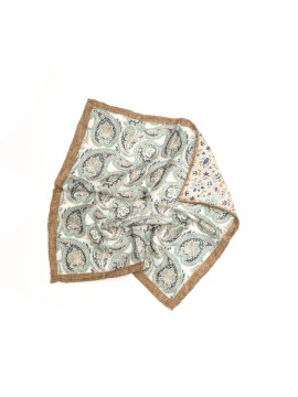 Mint Paisley/Floral Print Reversible Pocket Square