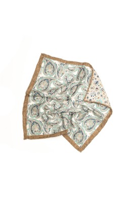 Mint Paisley/Floral Print Reversible Pocket Square 