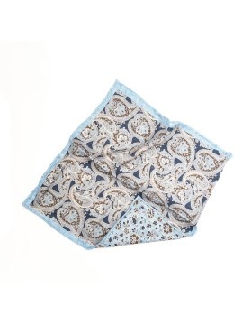Lt. Blue Paisley/Floral Print Reversible Pocket Square