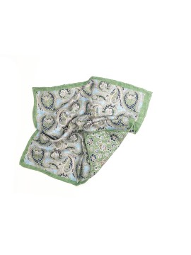 Spring Green Paisley/Floral Print Reversible Pocket Square