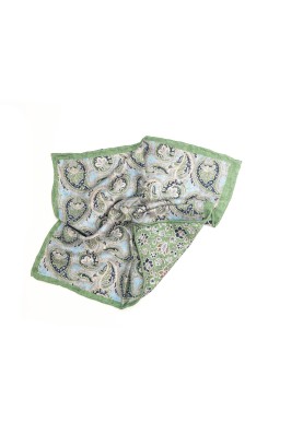 Spring Green Paisley/Floral Print Reversible Pocket Square 