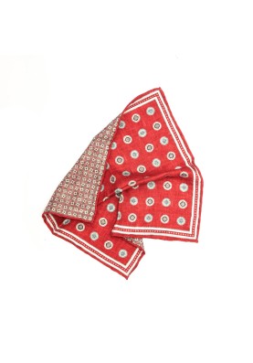 Red Medallion/Mini Neat Print Reversible Pocket Square 