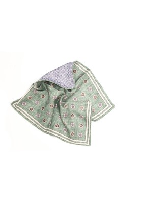 Mint Medallion/Mini Neat Print Reversible Pocket Square 