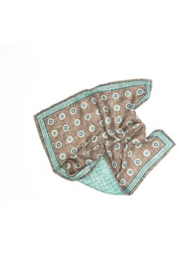 Taupe Medallion/Mini Neat Print Reversible Pocket Square 