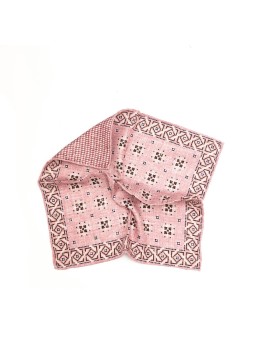 Pink Foulard/Houndstooth Print Reversible Pocket Square