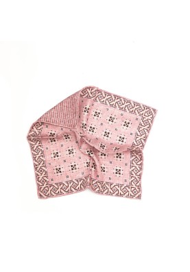 Pink Foulard/Houndstooth Print Reversible Pocket Square 