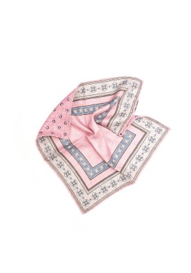 Pink/Blue Frame Design/Horseshoe Print Reversible Pocket Square 