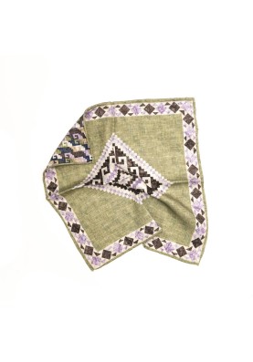 Green/Purple Bird's Eye Print Reversible Pocket Square 