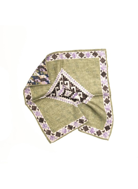 Green/Purple Bird's Eye Print Reversible Pocket Square