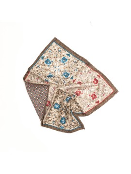 Tan Arabesque/Floral Design Print Reversible Pocket Square