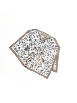  Lt. Blue/Grey Arabesque/Floral Design Print Reversible Pocket Square