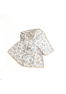 Beige Paisley Print Reversible Pocket Square 