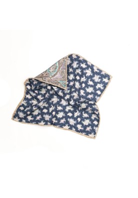 Denim Paisley Print Reversible Pocket Square 