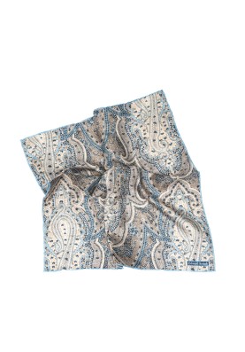 Beige/Lt. Blue  Exploded Paisley Print Pocket Square 