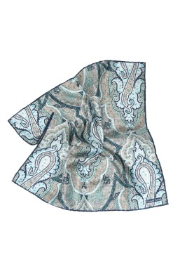 Denim/Mint Exploded Paisley Print Pocket Square 