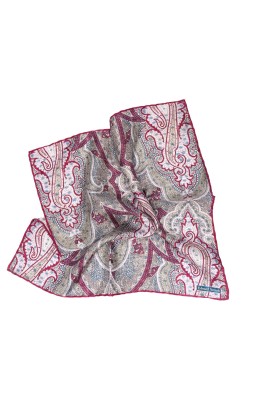 Beige/Magenta  Exploded Paisley Print Pocket Square 