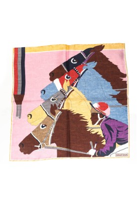 Brown Jockey Print Pocket Square 