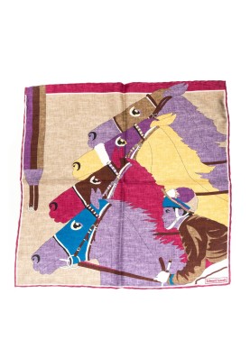 Purple Jockey Print Pocket Square 