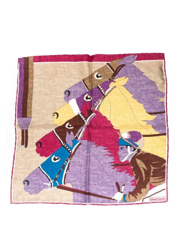 Purple Jockey Print Pocket Square