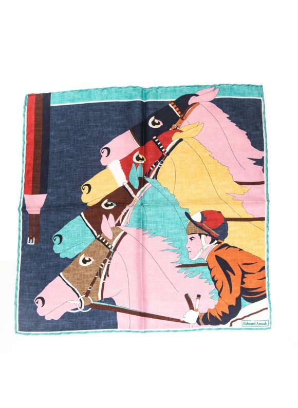 Pink Jockey Print Pocket Square