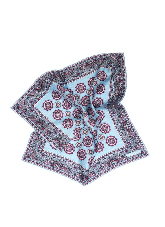 Lt. Blue Medallions Print Pocket Square