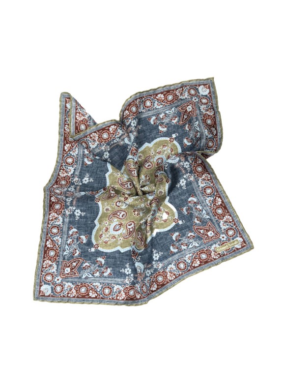 Denim Persian Print Pocket Square