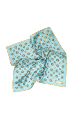 Aqua Medallion Neat Print Pocket Square 