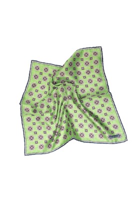 Spring Green Medallion Neat Print Pocket Square 