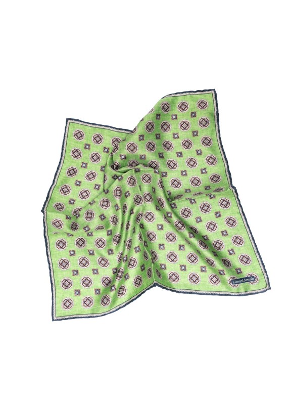 Spring Green Medallion Neat Print Pocket Square