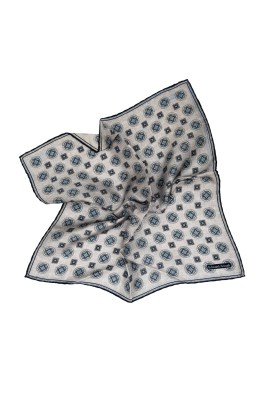 Grey Medallion Neat Print Pocket Square 