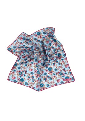 Lt. Blue/Magenta Floral Print Pocket Square 